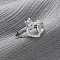 Brass Micro Pave Cubic Zirconia Adjustable Finger Rings for Women, Heart with Crown, Platinum, 14mm, Inner Diameter: 18mm