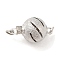 Rack Plating Brass Box Clasps, Hollow Ball, Long-Lasting Plated, 1-Strand, 2-Hole, Platinum, 14x8mm