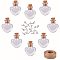 PandaHall Elite 20pcs Mini Heart Glass Jars Bottles with Cork Stoppers Wish Message Bottles, 20pcs Eye Screws, 30 Yards Twine for DIY Jewelry Pendant Making