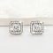 Brass Rhinestone Clip-on Earrings, Square, Platinum, 10x10mm