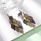 430 Stainless Steel Leaf Dangle Earrings, with Iron Earring Hooks, Platinum, Purple, 81mm