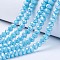 Electroplate Glass Beads Strands, Opaque Solid Color, AB Color Plated, Faceted, Rondelle, Deep Sky Blue, 10x8mm, Hole: 1mm, about 60~61pcs/strand, 46~48cm