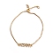 Adjustable Brass Micro Pave Clear Cubic Zirconia Slider Bracelets, Bolo Bracelets, Mother's Day Gifts, with Box Chains, Word Mommy, Golden, 10-1/4 inch(26cm)