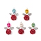 Dyed Synthetic Turquoise Skull & Resin Rose Flower Pendants, Angel Charms with Antique Silver Tone Alloy Wings, Mixed Color, 31.5x23.5x9.5~10mm, Hole: 2mm
