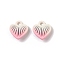 Spray Painted Alloy Pendants, Heart Charms, Lead Free & Nickel Free & Cadmium Free, Pink, 10.5x9.5x5.5mm, Hole: 1.6mm