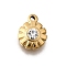 304 Stainless Steel Charms, with Rhinestone, Flower Charm, Ion Plating(IP), Real 18K Gold Plated, 11x8.5x3mm, Hole: 1.2mm