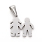 Tarnish Resistant Valentine's Day 304 Stainless Steel Pendants, Lovers, Stainless Steel Color, 16.5x17x1.5mm, Hole: 2.5x5mm