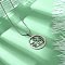 201 Stainless Steel Crystal Rhinestone Ring with Family Pendant Necklaces for Mother's Day Gift, Stainless Steel Color, Heart, 17.76 inch(45.1cm)