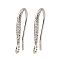 Brass Earring Hooks, Lead Free & Cadmium Free, Long-Lasting Plated, Rack Plating, Platinum, 16.5x2x7.5mm, Hole: 1.2mm, Pin: 0.5mm