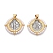 Brass with ABS Imitation Pearl Pendants, Cadmium Free & Lead Free, Flat Round Charms, Real 18K Gold Plated, 24.5x25x3mm, Hole: 3~3.5x4.5mm