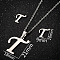 201 Stainless Steel Pendant Necklaces & Stud Earrings Sets, Letter T, 400mm
