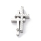 304 Stainless Steel Pendants, with Clear Cubic Zirconia, Cross Charms, Stainless Steel Color, 25x15x5.5mm, Hole: 2.2mm