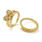 Bowknot Brass Micro Pave Clear Cubic Zirconia Double Rings, for Women, Cadmium Free & Lead Free, Real 18K Gold Plated, Inner Diameter: 18mm, Bowknot: 10.5x13.5mm, 2pcs/set