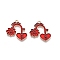 Valentine's Day Theme Alloy Enamel Pendants, Lead Free & Cadmium Free, Golden, Heart Lock Charm, Red, 27x25x1.2mm, Hole: 1.8mm
