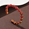 Brass Enamel Cuff Bracelets, Golden, Strawberry, Inner Diameter: 2x2-1/8 inch(5.2x5.3cm)