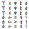 4 Sets Alloy Pendants, Cadmium Free & Nickel Free & Lead Free, Food, Rainbow Color, 14.5x13x3mm, Hole: 2mm, 1pc, 10pcs/set
