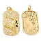 Brass Micro Pave Cubic Zirconia Pendants, Rectangle with Cattle Head, Real 18K Gold Plated, 23x13x3mm, Hole: 2.4mm