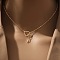 Heart Letter Brass Micro Pave Clear Cubic Zirconia Initial Lariat Necklaces, Golden, Letter W, 13.78~17.72 inch(35~45cm)