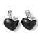Brass Charms, with Enamel, Cadmium Free & Nickel Free & Lead Free, Heart Charms, Platinum, 11.5x11.5x5.5mm, Hole: 3.5x2mm