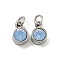 Glass Pendants, with 304 Stainless Steel Findings, Flat Round, Stainless Steel Color, 5.5x4x3mm, Hole: 1.6mm