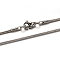 Tarnish Resistant 304 Stainless Steel Snake Chain Necklaces, with Lobster Claw Clasps, Stainless Steel Color, 21.6 inch(55cm), 1.5mm