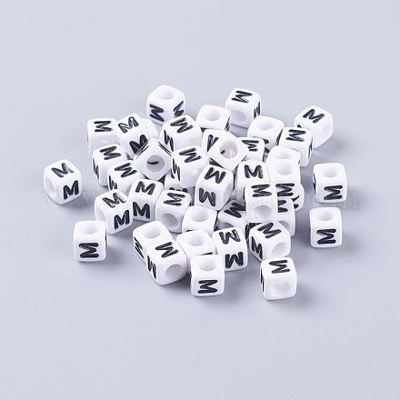 Белая буква m акриловые кубики бисер X-PL37C9308-M-1