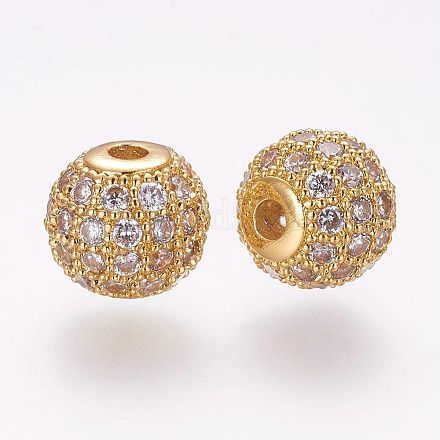 Латунные микро проложить кубического циркония бусы ZIRC-G092-24G-05-1