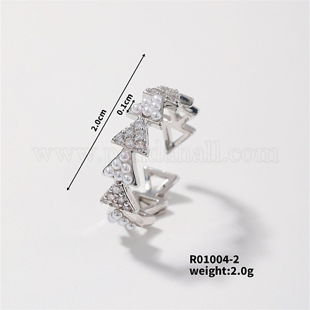 Модное открытое кольцо-манжета с треугольными латунными стразами AJ5580-2-1