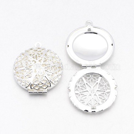 Плоские круглые латунные диффузор Locket подвески X-KK-J010-S-1