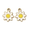 304 Stainless Steel Pendants, with Enamel, Flower Charm, Real 14K Gold Plated, White, 15.5x13x1.5mm, Hole: 2mm