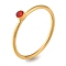 Ion Plating(IP) 304 Stainless Steel Rhinestone Solitaire Rings, Plain Band Rings for Women, Ruby, Inner Diameter: 17mm