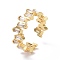 Clear Cubic Zirconia Rectangle Open Cuff Ring, Brass Jewelry for Women, Cadmium Free & Lead Free, Real 18K Gold Plated, US Size 5 1/2(16.1mm)