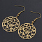 201 Stainless Steel Dangle Earrings, Ring with Star, Golden, 54mm, Pin: 0.6mm