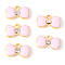Alloy Enamel Charms, with Crystal Rhinestone, Bowknot, Cadmium Free & Nickel Free & Lead Free, Light Gold, Pink, 9x15x2mm, Hole: 1.8mm