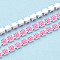 Iron Chains, with ABS Plastic Imitation Pearl, with Spool, Silver, Hot Pink, 2.5x2x2mm, about 10yard/Roll