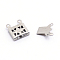 316 Surgical Stainless Steel Box Clasps, Multi-Strand Clasps, 2-Strands, 4 Holes, Rectangle, Stainless Steel Color, 10x15x2.5mm, Hole: 1mm