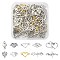 100Pcs 10 Styles Tibetan Style Alloy Connector Charms, Heart Links, Mixed Shapes, Antique Silver & Golden, 8~24x14.5~31x1.5~3mm, Hole: 1~15mm