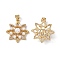 Brass Micro Pave Cubic Zirconia Pendants, Cadmium Free & Lead Free, with ABS Imitation Pearl, Flower Charms, Real 18K Gold Plated, 24x22x6mm, Hole: 5x3.5mm