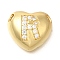 Rack Plating Brass Micro Pave Cubic Zirconia Pendants, Cadmium Free & Lead Free, Heart with Letter A~Z Charms, Real 18K Gold Plated, Letter R, 14.5x16x6mm, Hole: 3mm
