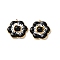 Dyed Natural White Jade Pendants, 304 Stainless Steel Enamel Flower Charms, Real 18K Gold Plated, PVD Vacuum Plating, Black, 22x22.5x5mm, Hole: 1.4mm