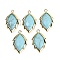 Synthetic Turquoise Faceted Leaf Pendants, Rack Plating Brass Charms, Golden, 23x13.5x5.5mm, Hole: 1.2mm