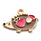 Thanksgiving Day Alloy Enamel Pendants, Light Gold, Hedgehog, 13x20x1.5mm, Hole: 1.8mm