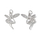 Brass Micro Pave Cubic Zirconia Pendants, Cadmium Free & Nickel Free & Lead Free, with Glass, with Jump Ring, Fairy Charms, Platinum, 25.5x19x2mm, Hole: 3.4mm
