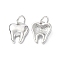 Eco-Friendly Rack Plating Brass Pendants, Long-Lasting Plated, with Jump Rings, Lead Free & Cadmium Free, Tooth Charm, Platinum, 11x9.5x3mm, Hole: 3.4mm