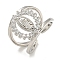 Ring with Saint Rack Plating Brass Micro Pave Cubic Zirconia Cuff Rings, Lead Free & Cadmium Free, Platinum, 14.5mm
