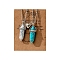 2Pcs 2 Style Synthetic Turquoise Hexagon Pendant Necklaces Set, Magnetic Matching Couple Necklaces for Valentine's Day, 15.75 inch(40cm), 1Pc/style
