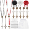 Wood Rosary Beaded Style Necklaces Bracelet Making Finding Kit, Cross & Virgin Mary Alloy Pendants Jewelry Set, Mixed Color, 6x4~5mm, Hole: 2mm