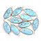 Synthetic Turquoise Links connectors, with Brass Findings, Faceted, Oval, Golden, 39x16x6mm, Hole: 2mm