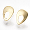 Brass Stud Earring Findings, Cadmium Free & Nickel Free & Lead Free, with Loop, Teardrop, Real 18K Gold Plated, 16.5x12mm, Hole: 2mm, Pin: 0.7mm