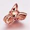 Brass Micro Pave Cubic Zirconia Beads, Elephant, Rose Gold, 15.5x12.5x10mm, Hole: 2mm